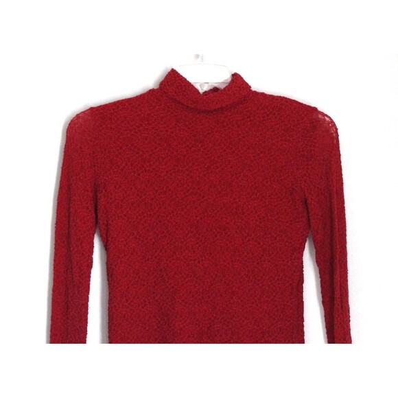 J Jill Stretch Red Lace Top Lined Turtle Neck Long Sleeves Size XS - Picture 2 of 4